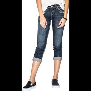 Women's Silver Jeans Co. Women's Suki Curvy Fit Mid Rise Capri Jean SZ 29